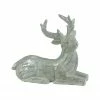 Northlight 7.5" Gray And Silver Faux Wood Grain Sitting Deer Christmas Figure