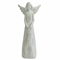 Northlight 11" Gray And Silver Faux Wood Grain Angel Christmas Figure