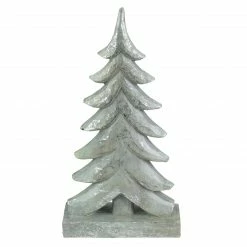 Northlight 8.75" Gray And Silver Faux Wood Grain Christmas Tree Figure