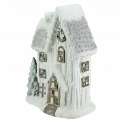 Northlight 17.5" LED Lighted White Glittered Cabin Christmas Decoration -Northlight Shop northlight q526374 3update 58830.1661886479