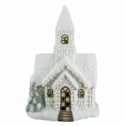 Northlight 20.25" LED Lighted White Glittered Church Christmas Decoration