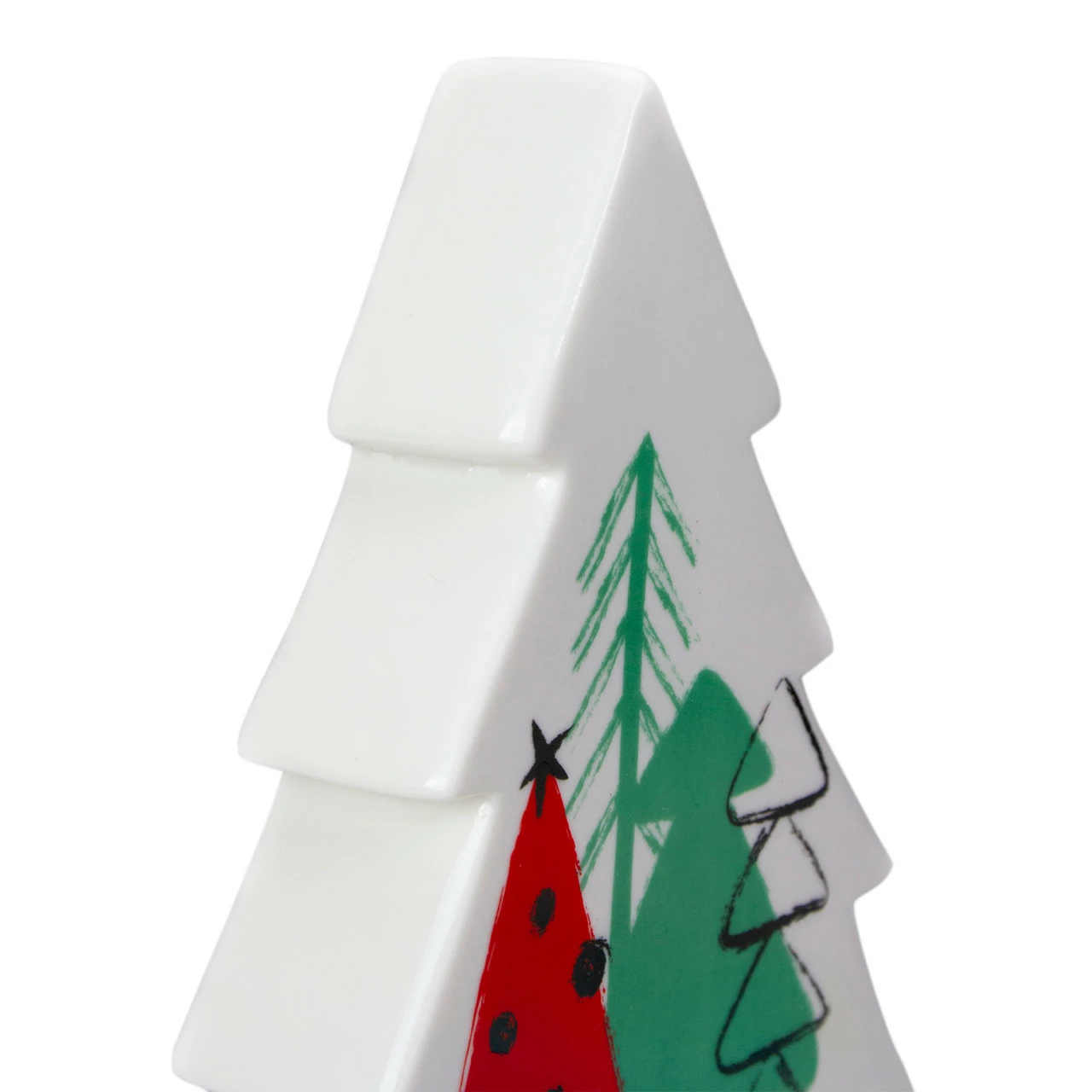 Northlight 6" White, Red, And Green Ceramic Christmas Tree Tabletop Decor 4 Northlight 6" White, Red, And Green Ceramic Christmas Tree Tabletop Decor - Image 4