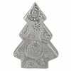 Northlight 6.5" Metallic Silver Ceramic Christmas Tree With Snowflakes Decoration