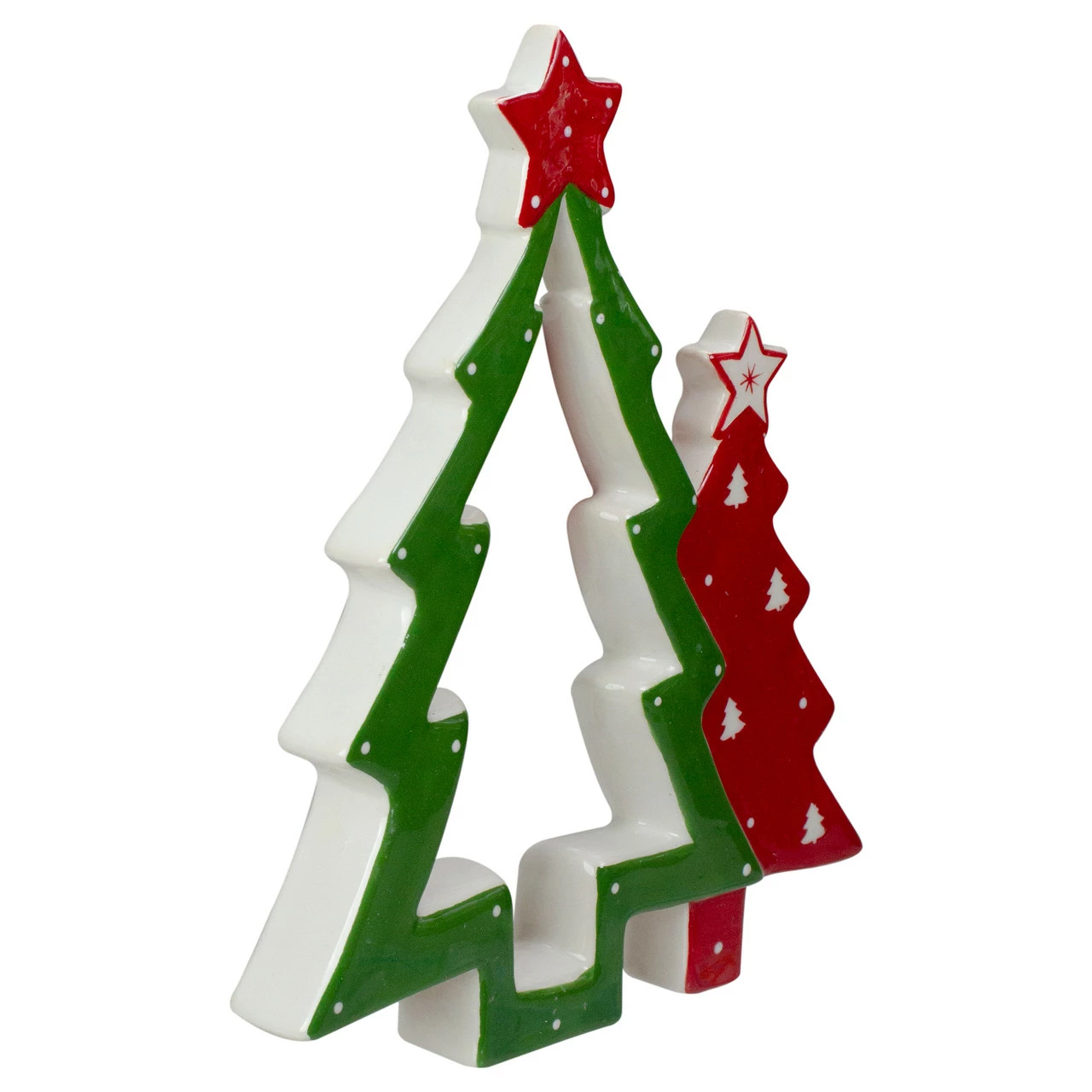 Northlight 9" Green And Red Ceramic Christmas Tree Tabletop Decoration 3 Northlight 9" Green And Red Ceramic Christmas Tree Tabletop Decoration - Image 3