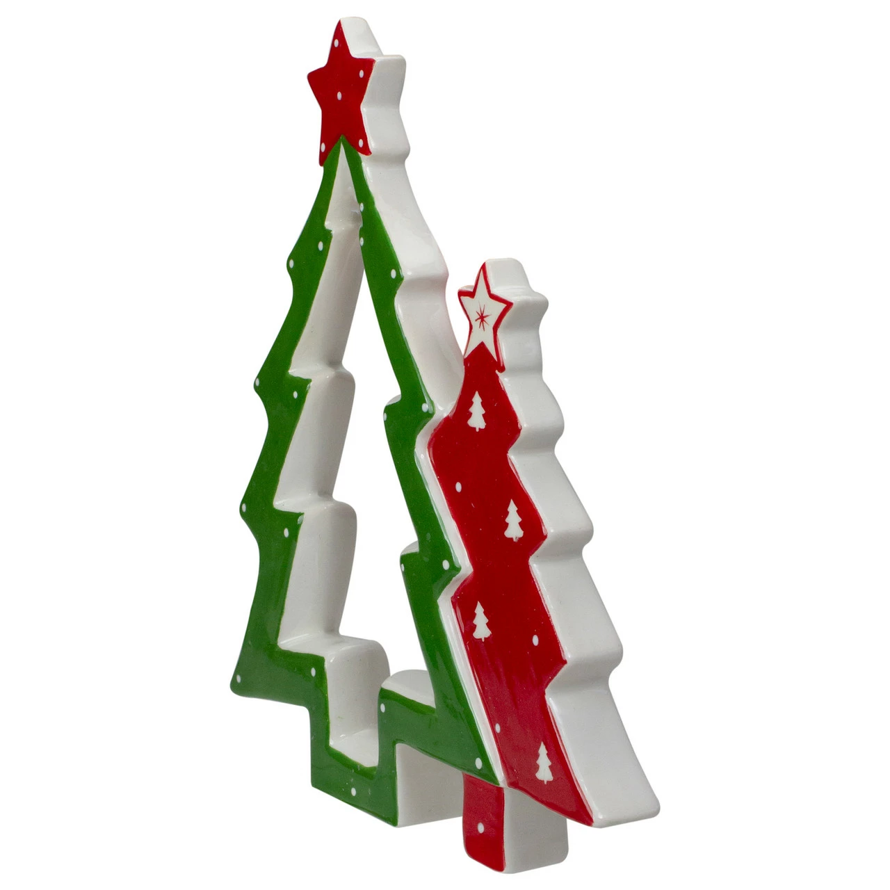 Northlight 9" Green And Red Ceramic Christmas Tree Tabletop Decoration 4 Northlight 9" Green And Red Ceramic Christmas Tree Tabletop Decoration - Image 4