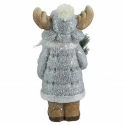 Northlight 18" Ceramic Moose In Gray Coat Holding Pine Sprig Christmas Figure -Northlight Shop northlight q592795 4 40451.1643415250