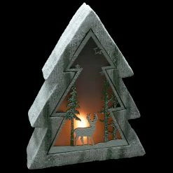 Northlight 13.5" LED Lighted Tree With Reindeer In The Woods Scene Christmas Decoration -Northlight Shop northlight q592798 black 38178.1665174055