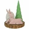 Northlight 6" Pink Reindeer With Tree And Pine Cone Christmas Taper Candle Holder