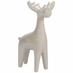 Northlight 5.5" Pearlized Cream Ceramic Moose Christmas Figure