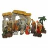 Northlight 13-Piece Gray Traditional Religious Christmas Nativity Figurine With Stable 23.25"