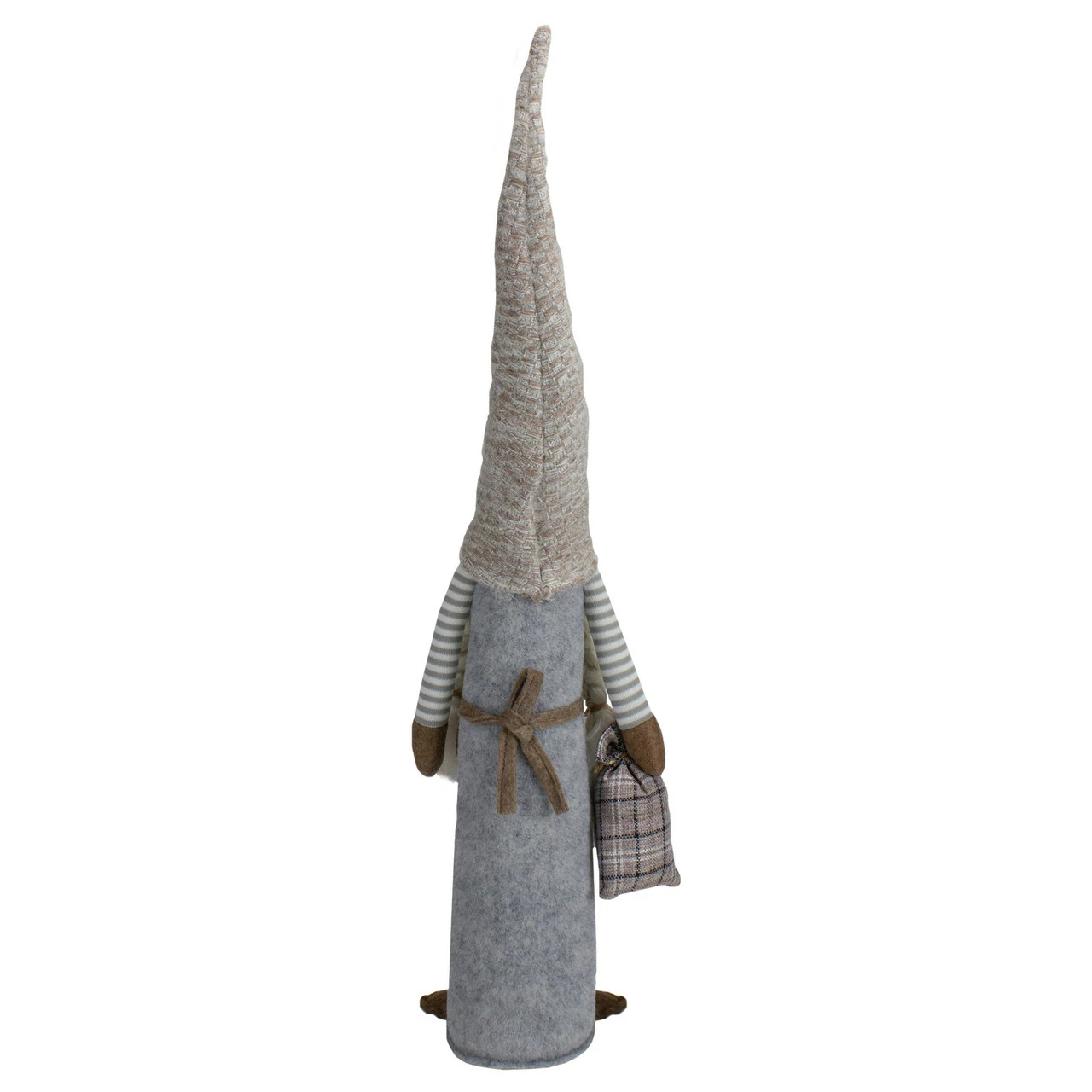 Northlight 27" Gray And Beige Girl Christmas Gnome With Plaid Toy Sack Figure 5 Northlight 27" Gray And Beige Girl Christmas Gnome With Plaid Toy Sack Figure - Image 5