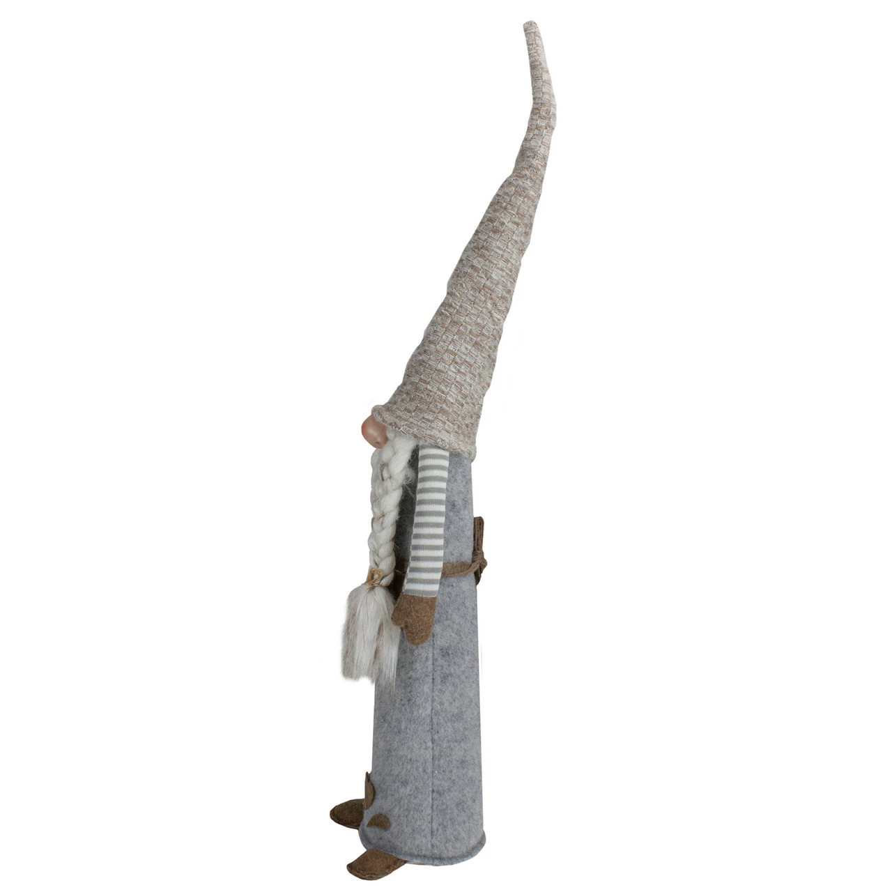 Northlight 27" Gray And Beige Girl Christmas Gnome With Plaid Toy Sack Figure 4 Northlight 27" Gray And Beige Girl Christmas Gnome With Plaid Toy Sack Figure - Image 4