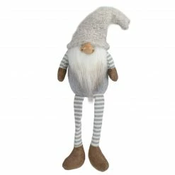 Northlight 7.5" Gray And Beige Sitting Girl Christmas Gnome Figure