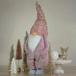 Northlight 30" Pink And Gray Plaid Tall Christmas Gnome Tabletop Figure -Northlight Shop northlight qs89547 5 25359.1604628882