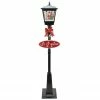 Northlight 70.75" Black LED Lighted Musical Snowing Santa Christmas Street Lamp