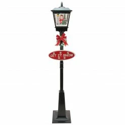 Northlight 70.75" Black LED Lighted Musical Snowing Santa Christmas Street Lamp