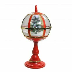 Northlight 23.5" Lighted Red Musical Snowing Christmas Tree Street Lamp