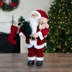 Northlight 2' Standing Santa Christmas Figure With A Plush Bear -Northlight Shop northlight sa91099 styled 77109.1665611635