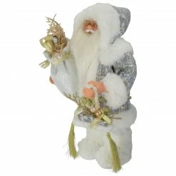 Northlight 12" White And Gold Standing Santa Carrying A Full Sac Of Presents Christmas Figure -Northlight Shop northlight sa91100 3 49522.1611374295