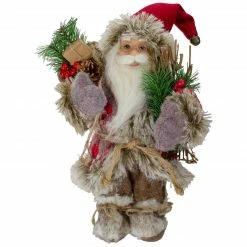 Northlight 12-Inch Standing Outdoor Santa Christmas Figure With Fur Boots And Presents