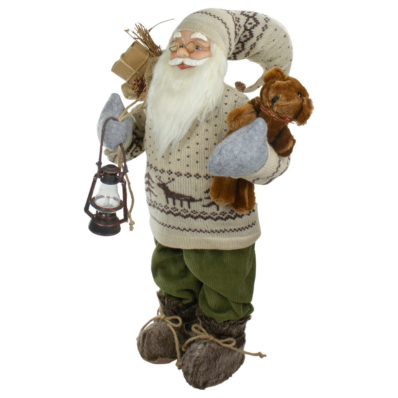 Northlight 2' Standing Santa Christmas Figure With A Plush Bear And Lantern 3 Northlight 2' Standing Santa Christmas Figure With A Plush Bear And Lantern - Image 3