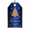 Northlight 12.25" Tis The Season To Sparkle Blue Christmas Gift Tag Wall Decoration