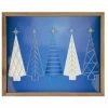 Northlight 17.75" Blue And White Christmas Trees Wooden Framed Wall Art