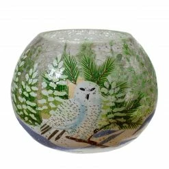 Northlight 6" Hand Painted Owl And Pine Trees Glass Christmas Tea Light Candle Holder -Northlight Shop northlight se90026 4 21484.1665610746