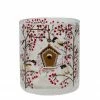 Northlight 3" Hand Painted Sparrows And Berries Flameless Glass Christmas Candle Holder