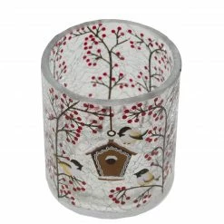 Northlight 3" Hand Painted Sparrows And Berries Flameless Glass Christmas Candle Holder -Northlight Shop northlight se90027 2 56852.1664379975