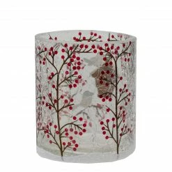 Northlight 3" Hand Painted Sparrows And Berries Flameless Glass Christmas Candle Holder -Northlight Shop northlight se90027 4 96300.1664379975