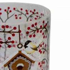 Northlight 5" Hand Painted Sparrows And Berries Flameless Glass Christmas Candle Holder -Northlight Shop northlight se90028 3 36513.1604023638