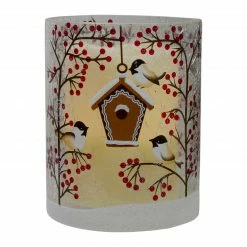 Northlight 5" Hand Painted Sparrows And Berries Flameless Glass Christmas Candle Holder -Northlight Shop northlight se90028 4 89375.1605147742