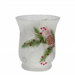 Northlight 2.75" Hand Painted Christmas Cardinal And Pine Flameless Glass Candle Holder -Northlight Shop northlight se90030 2 77254.1612325491