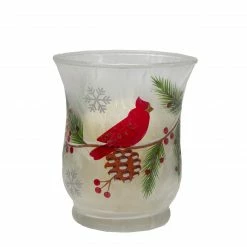 Northlight 2.75" Hand Painted Christmas Cardinal And Pine Flameless Glass Candle Holder -Northlight Shop northlight se90030 5 17295.1612325492