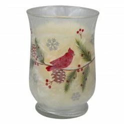 Northlight 6" Hand Painted Christmas Cardinal And Pine Flameless Glass Candle Holder -Northlight Shop northlight se90031 4 33289.1665610752