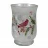 Northlight 6" Hand Painted Christmas Cardinal And Pine Flameless Glass Candle Holder