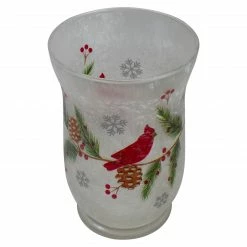 Northlight 4" Hand Painted Christmas Cardinal And Pine Flameless Glass Candle Holder -Northlight Shop northlight se90034 2 14640.1605147743