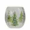 Northlight 3" Hand Painted Christmas Pine Trees Flameless Glass Christmas Candle Holder