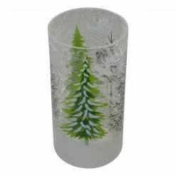 Northlight 8" Hand Painted Christmas Pine Trees Flameless Glass Candle Holder -Northlight Shop northlight se90036 2 96870.1604023639