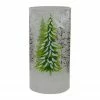 Northlight 8" Hand Painted Christmas Pine Trees Flameless Glass Candle Holder