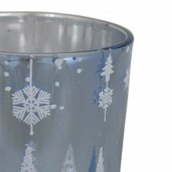 Northlight 5" Shiny Blue And Silver Winter Forest And Snowflake Flameless Candle Holder -Northlight Shop northlight se90051 3 76819.1665611636