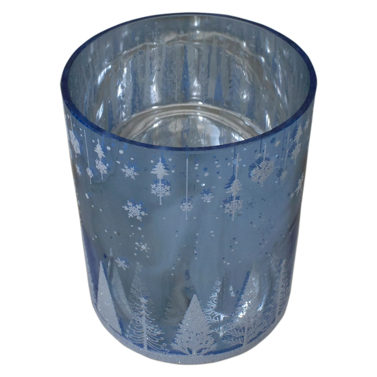 Northlight 6.25-Inch Shiny Blue And Silver Winter Forest And Snowflake Flameless Candle Holder 3 Northlight 6.25-Inch Shiny Blue And Silver Winter Forest And Snowflake Flameless Candle Holder - Image 3