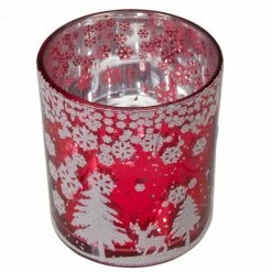Northlight 3" Red And Shiny Silver Deer In Winter Woods Flameless Glass Candle Holder -Northlight Shop northlight se90054 2 48894.1605147744