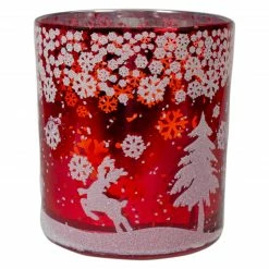 Northlight 3" Red And Shiny Silver Deer In Winter Woods Flameless Glass Candle Holder -Northlight Shop northlight se90054 5 96539.1605147744