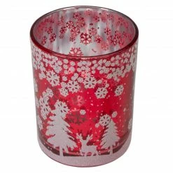 Northlight 5" Red And Shiny Silver Deer In Winter Woods Flameless Candle Holder -Northlight Shop northlight se90056 2 86751.1605147745