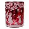 Northlight 5" Red And Shiny Silver Deer In Winter Woods Flameless Candle Holder