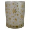 Northlight 5" Matte Silver And Gold Stars And Snowflakes Flameless Glass Candle Holder