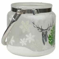 Northlight 4" Deer, Pine And Snowflakes Hand Painted Flameless Glass Candle Lantern -Northlight Shop northlight se91532 1 48536.1605147745