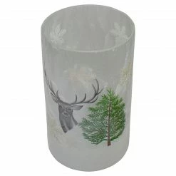 Northlight 10" Deer, Pine And Snowflakes Hand Painted Flameless Glass Christmas Candle Holder -Northlight Shop northlight se91533 2 51848.1605147741